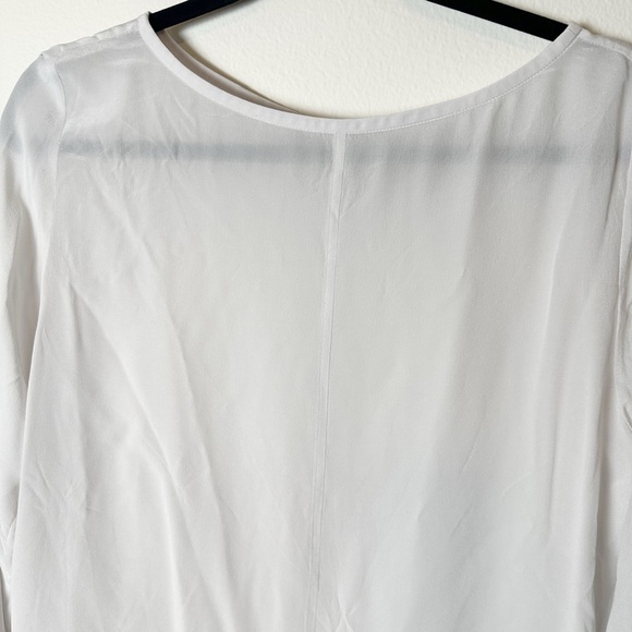 New Without Tags Everlane The Clean Silk Boatneck Blouse Top Grey White 10 - Picture 6 of 12